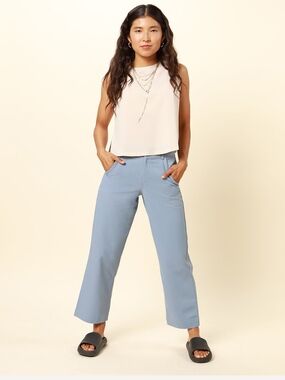 Jetsetter Stretch Trouser, WAYRE Los Angeles, Light Blue 100% Recycled Plastic